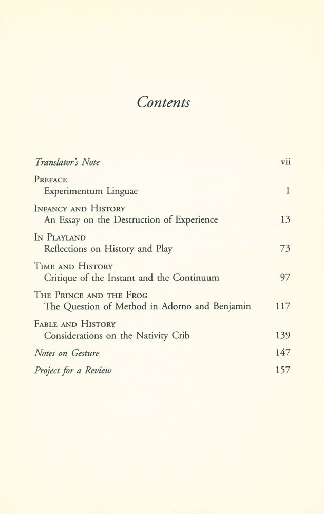 『INFANCY AND HISTORY : The Destruction of Experience』 2
