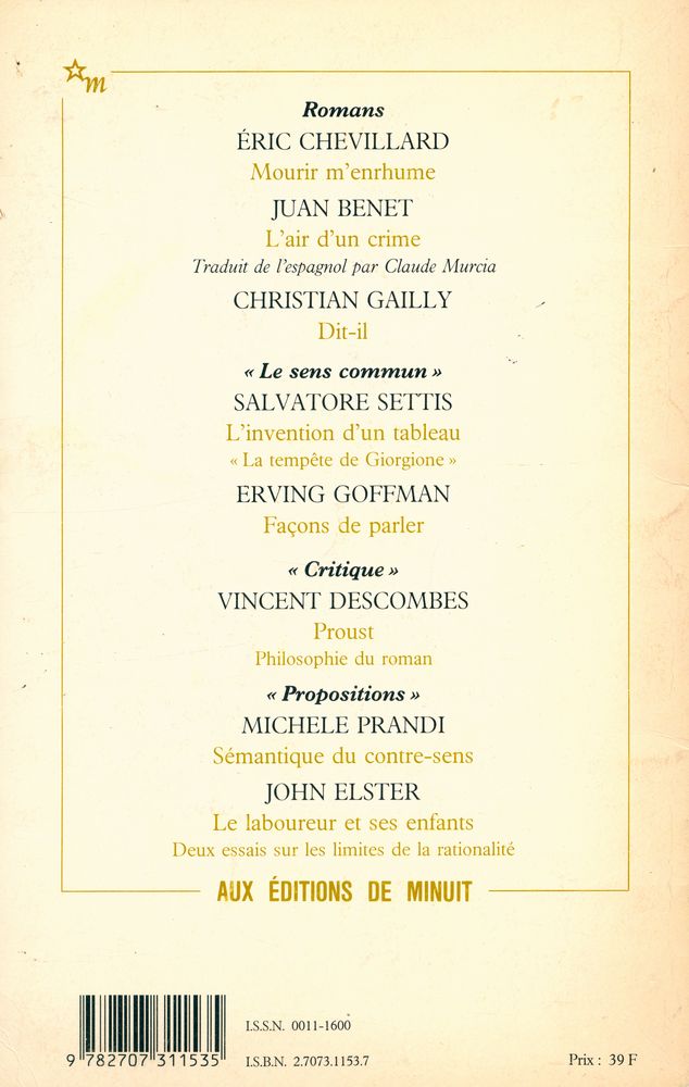 『CRITIQUE』 TOME XLIII N° 487 DÉCEMBRE 1987 3