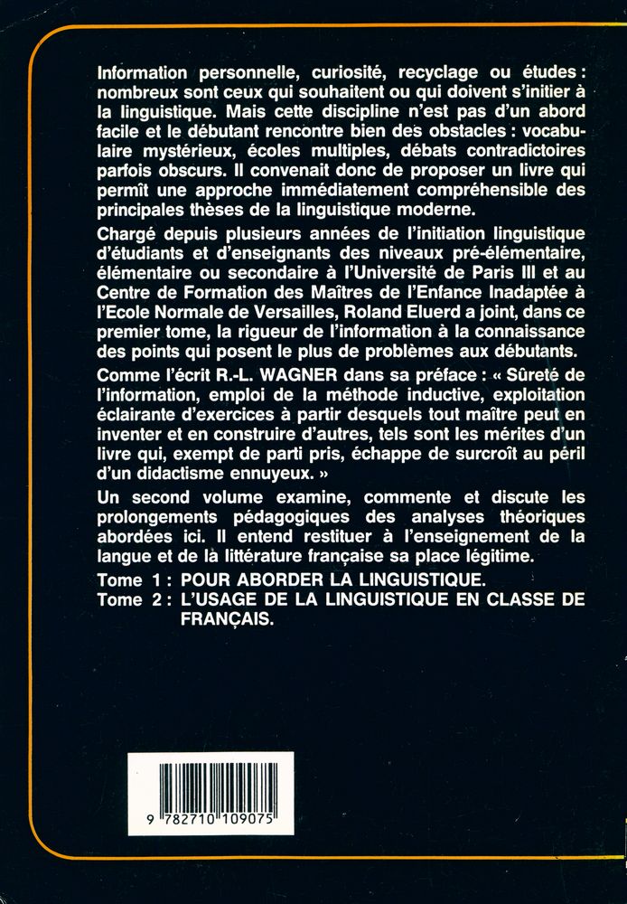 『Pour Aborder La Linguistique Tome 1 : INITIATION - RECYCLAGE』 7