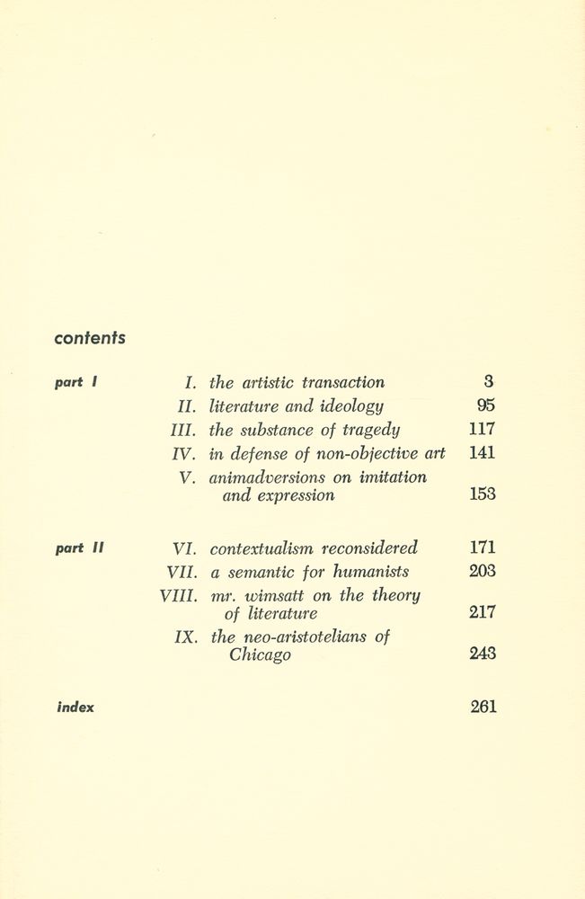 『the artistic transaction and essays on theory of literature』 2