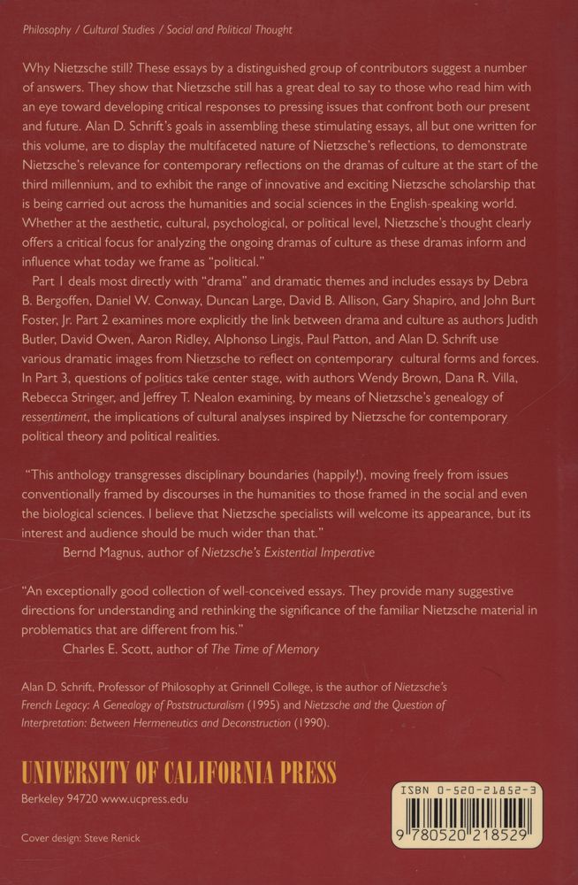 『WHY NIETZCHE STILL? : Refletions on Drama, Culture, and Politics』 5