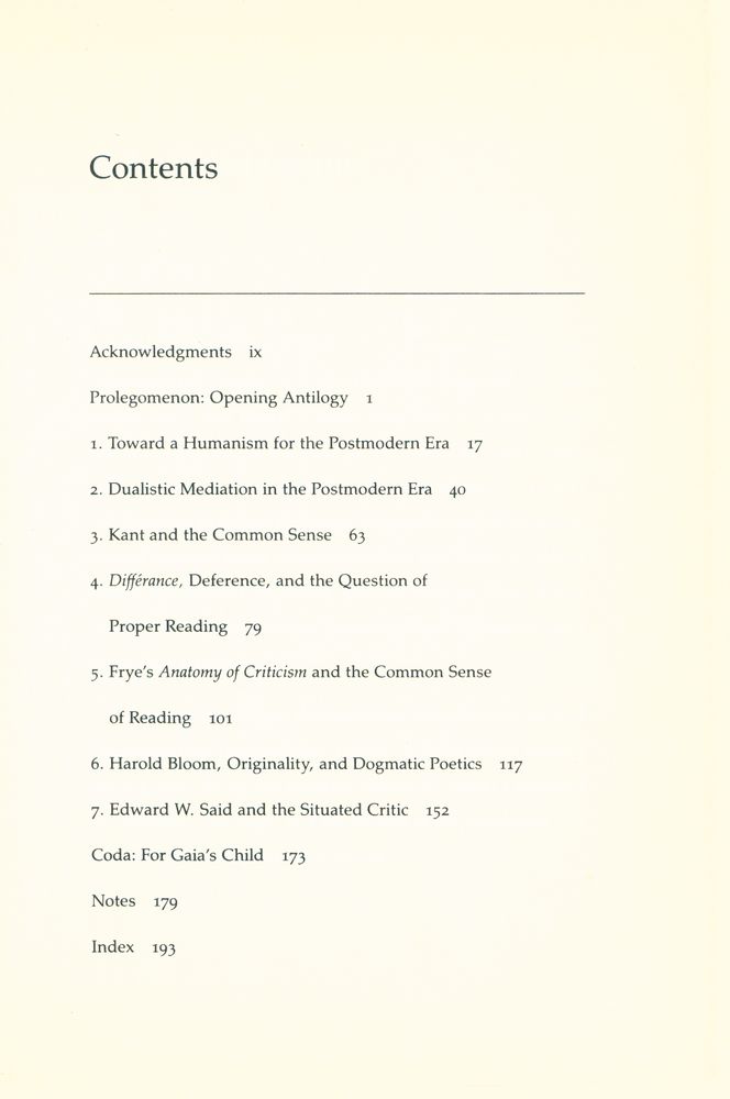 『Deliberate Criticism : Toward a Postmodern Humanism』 2