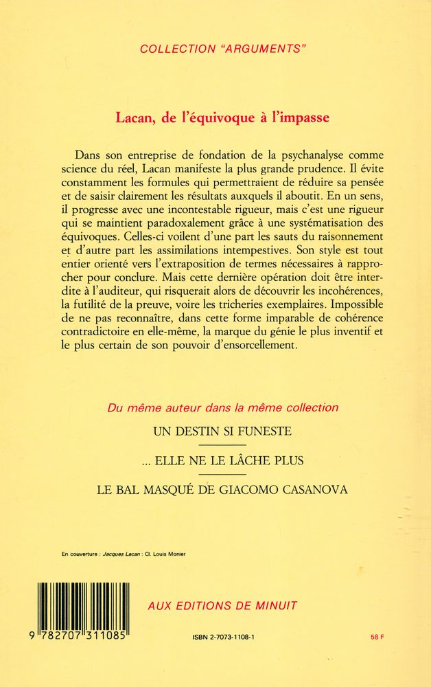 『LACAN DE L'ÉQUIVOQUE A L'IMPASSE』 3