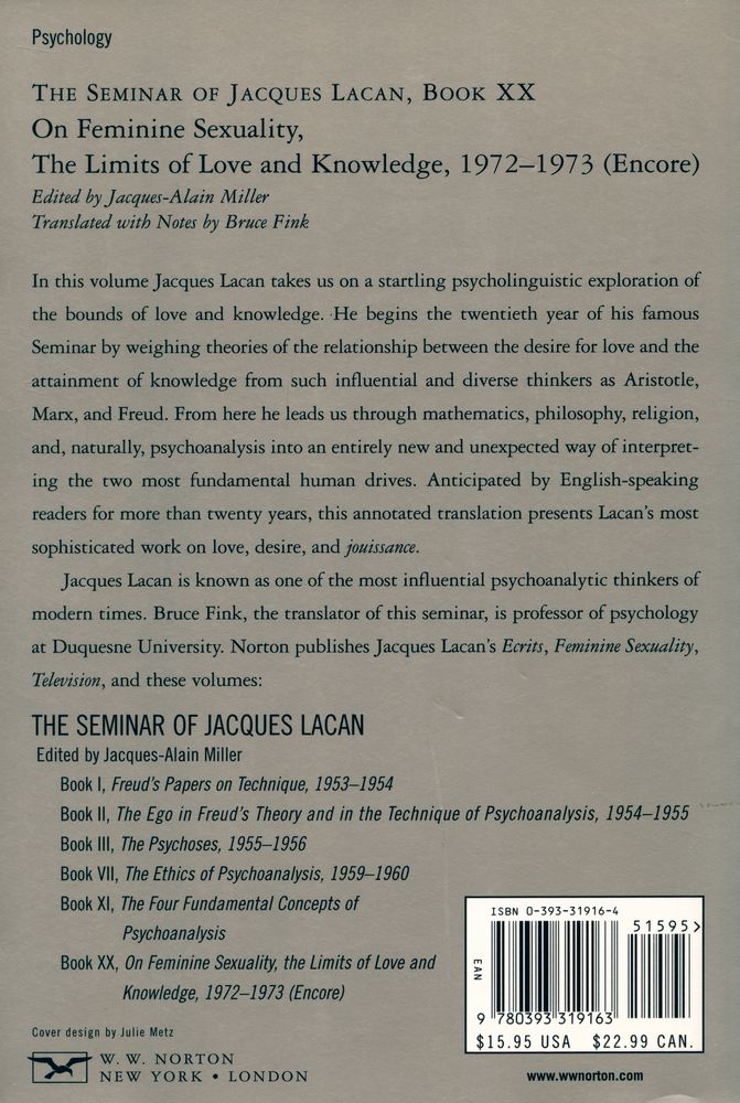 『On feminine sexuality : the limits of love and knowledge』 3