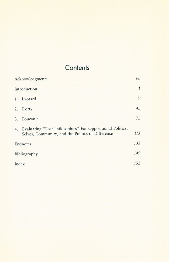 『Beyond postmodern politics : Lyotard, Rorty, Foucault』 2