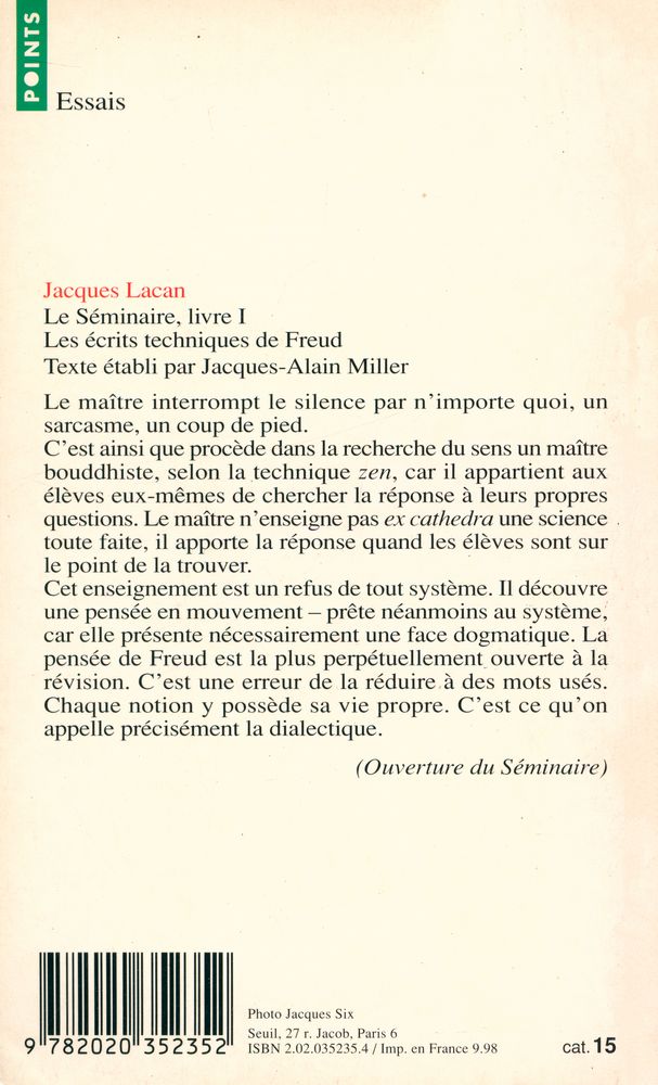 『Le Séminaire de Jacques Lacan』 4