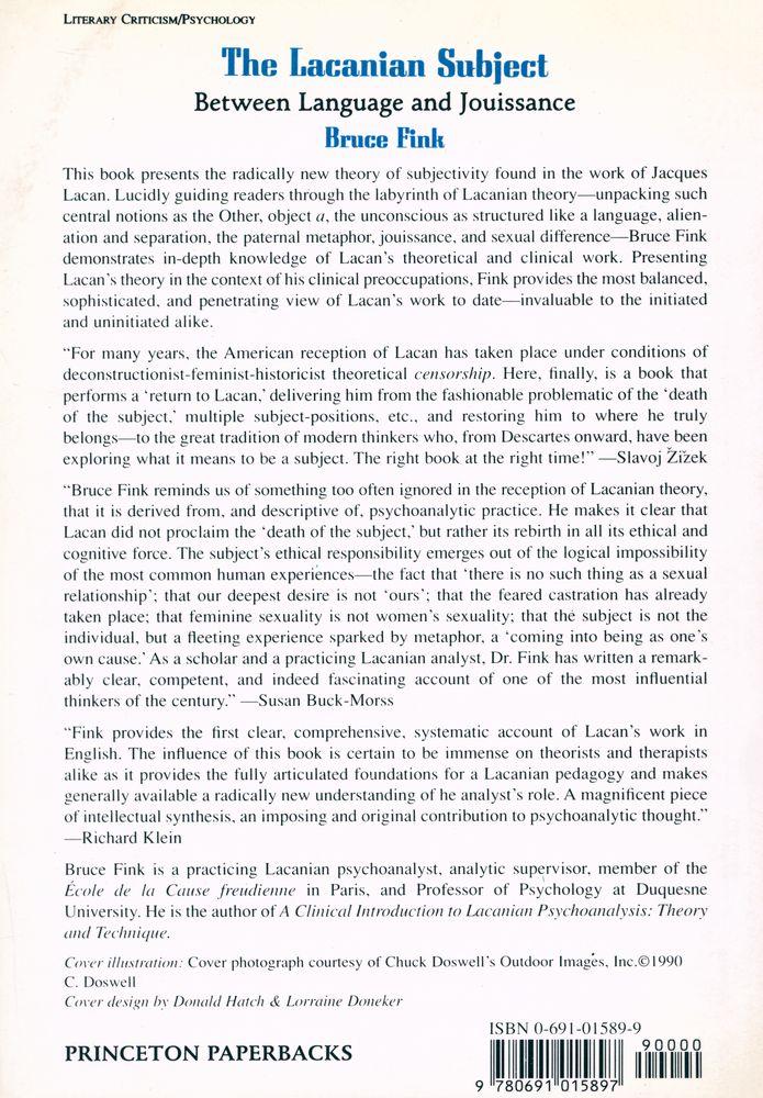 『The Lacanian subject: between language and jouissance』 5