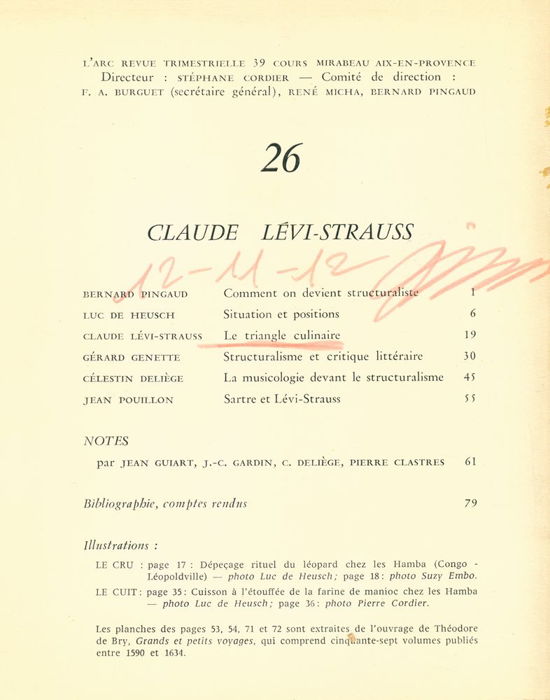 『L'ARC 26 : CLAUDE LÉVI - STRAUSS』  2