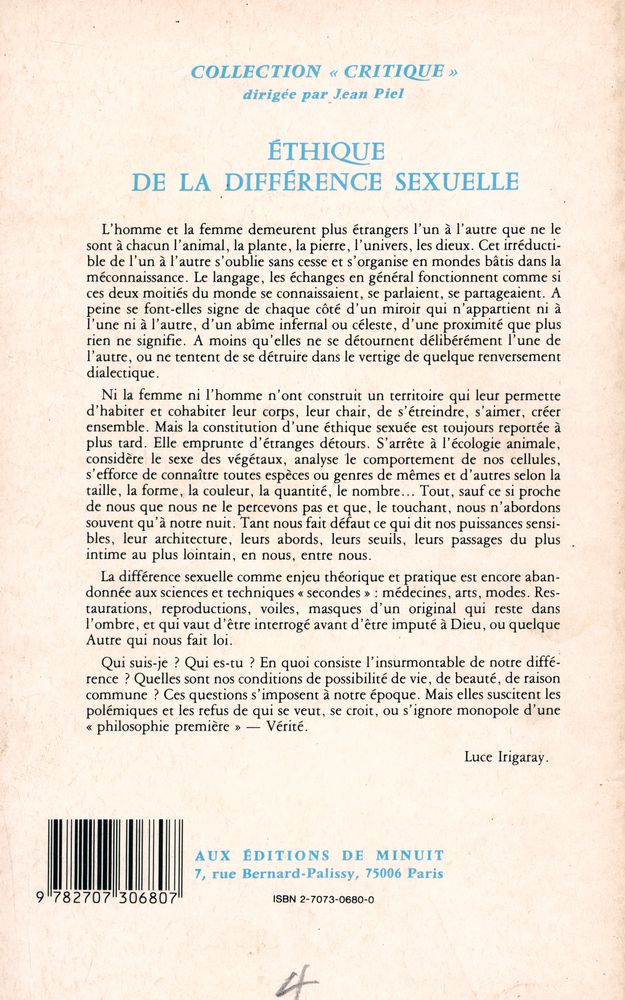 『ÉTHIQUE DE LA DIFFÉRENCE SEXUELLE』 3