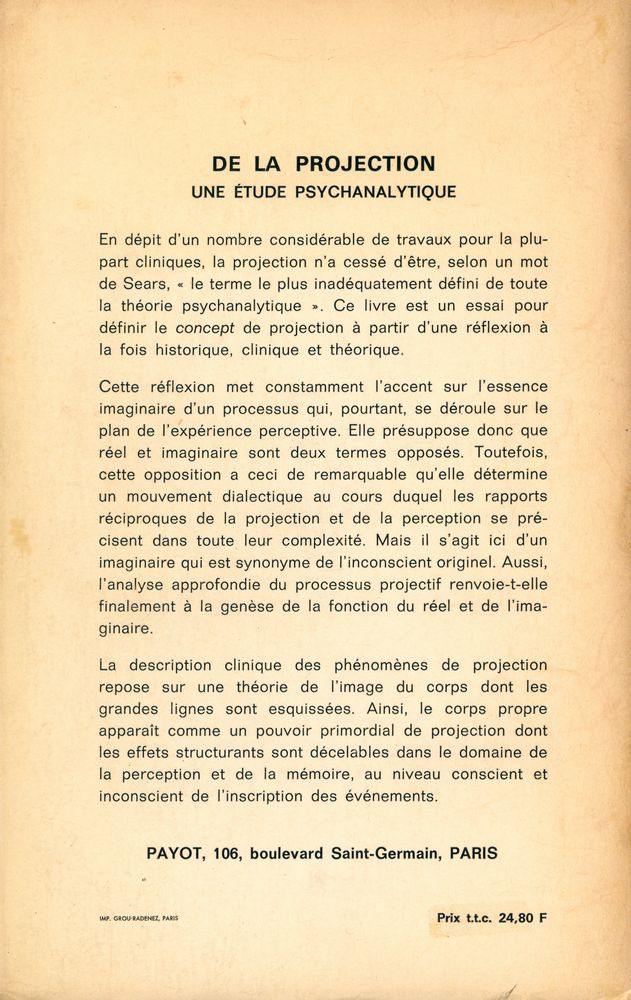 『DE LA PROJECTION : UNE ÉTUDE PSYCHANALYTIQUE』 4