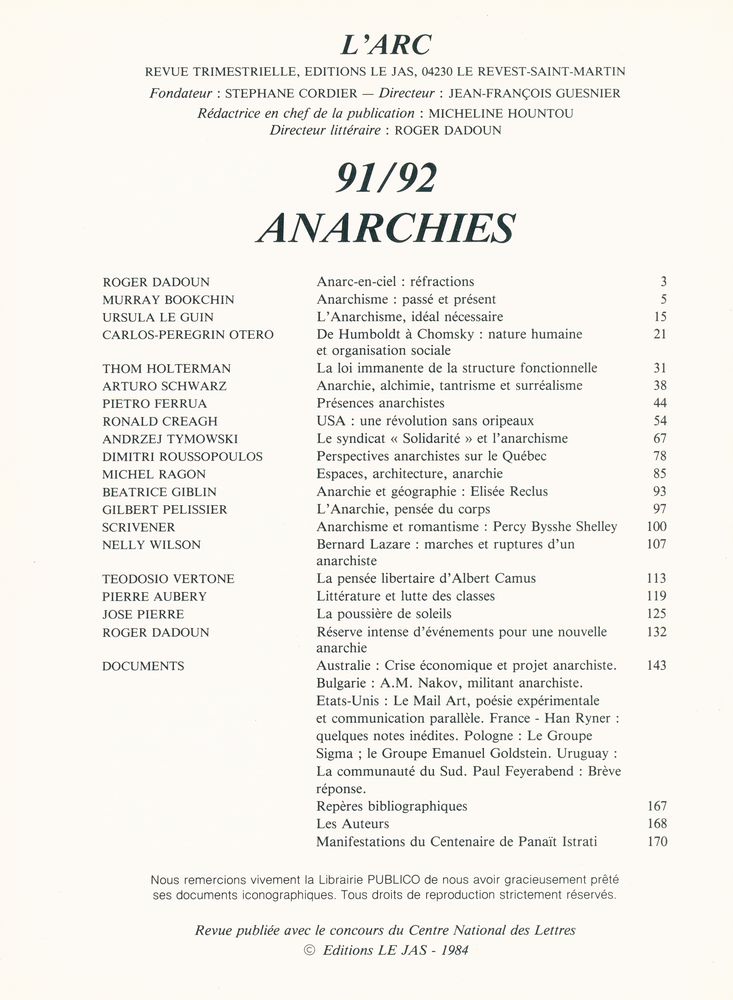 『L'ARC 91/92 : ANARCHIES』  2