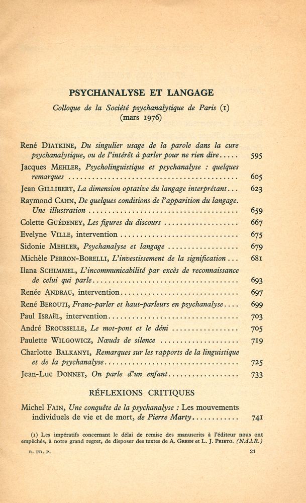 『REVUE FRANÇAISE DE PSYCHANALYSE』 JUILLET - AOUT 1976 2