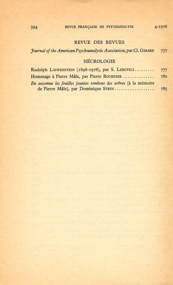 『REVUE FRANÇAISE DE PSYCHANALYSE』 JUILLET - AOUT 1976 3
