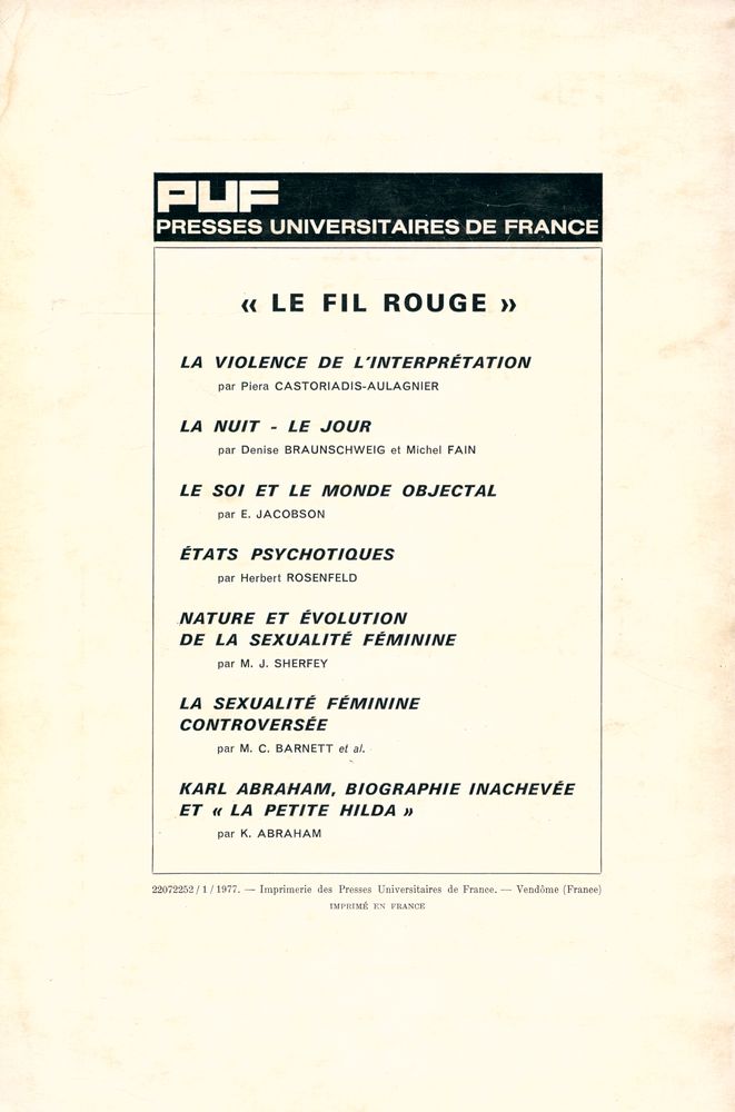 『REVUE FRANÇAISE DE PSYCHANALYSE』 JUILLET - AOUT 1976 4