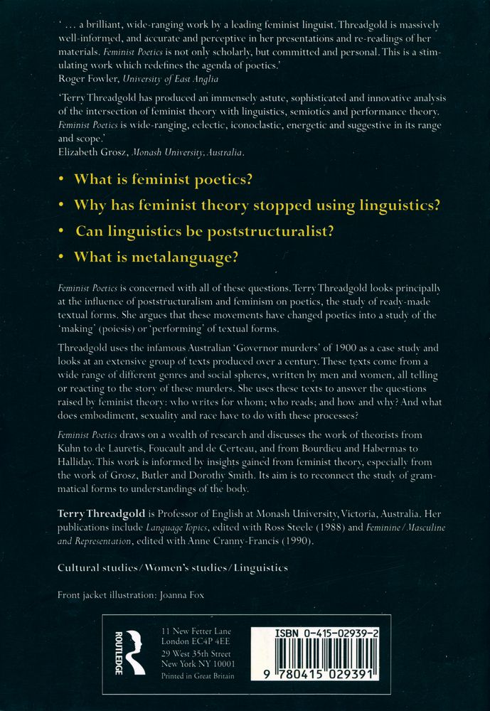 『Feminist poetics : poiesis, performance, histories』 4