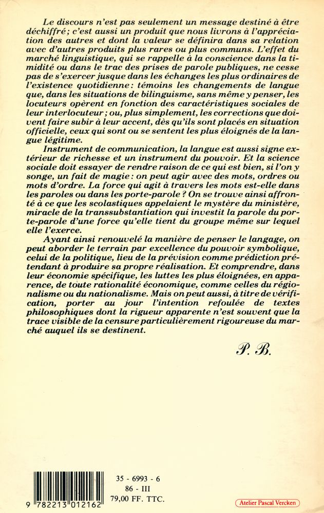 『CE QUE PARLER VEUT DIRE: l'économie des échanges linguistiques』 3