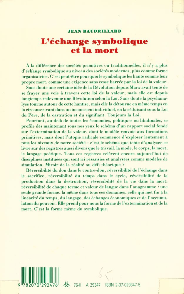 『L'ÉCHANGE SYMBOLIQUE ET LA MORT』 5