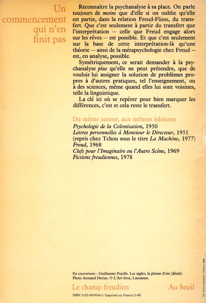 『UN COMMENCEMENT QUI N'EN FINIT PAS: TRANSFERT, INTERPRÉTATION, THÉORIE』 3
