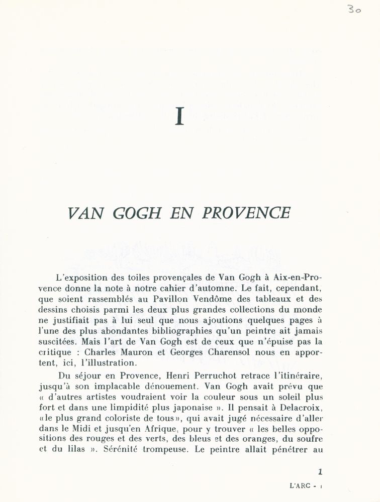 『l'Arc : cahiers méditerranéens : VAN GOGH』 2