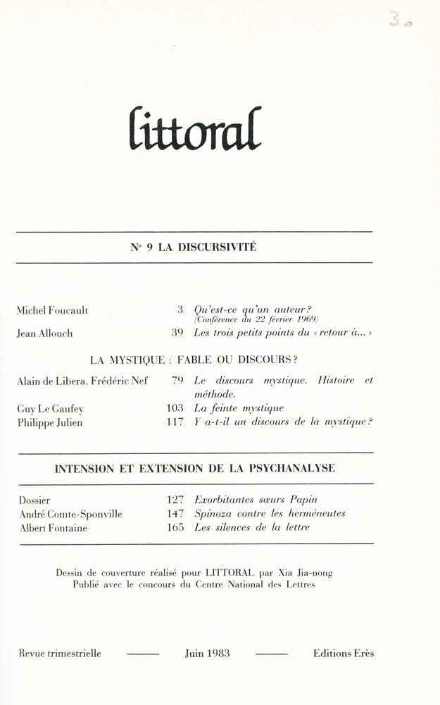 『Littoral 9 : La discursivité』 2