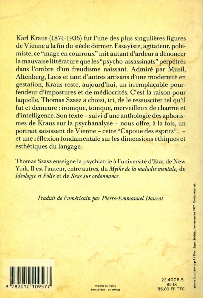 『Karl Kraus et les docteurs de l'âme : Un pionnier et sa critique de la psychiatrie et de la psychanalyse』 3