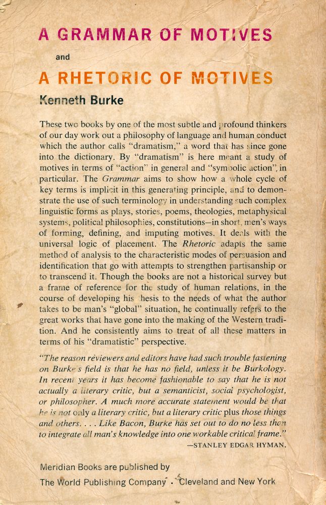 『A Grammar of Motives and A Rhetoric of Motives』