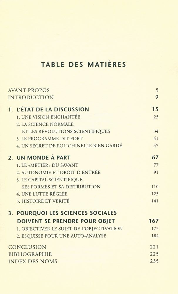 『Science de la science et réflexivité : COURS DU COLLÈGE DE FRANCE 2000 - 2001』 2