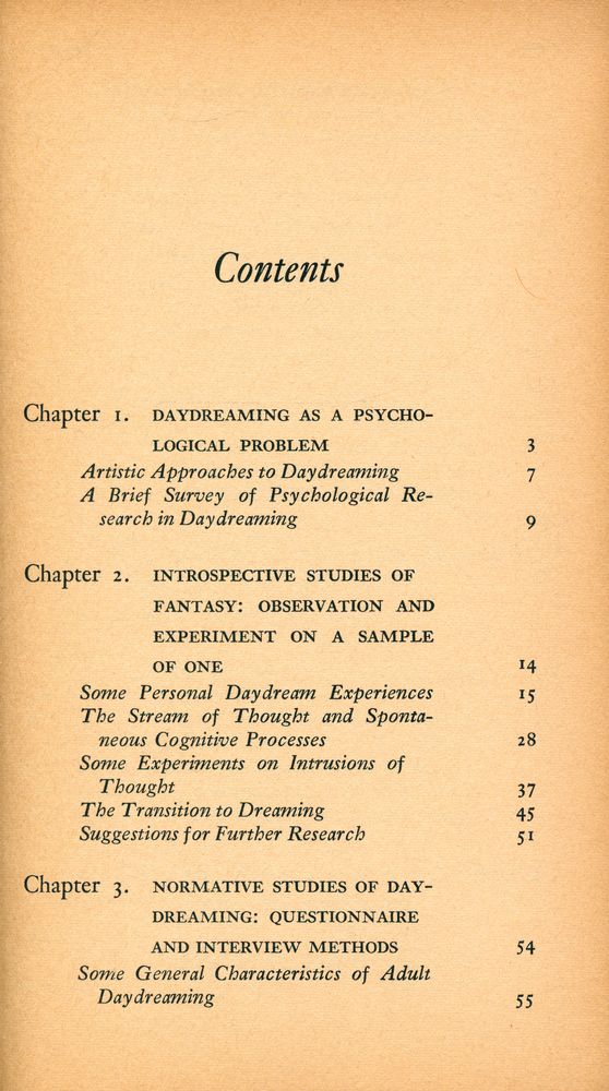 『DAYDREAMING : An Introduction to the Experimental Study of Inner Experience』 2