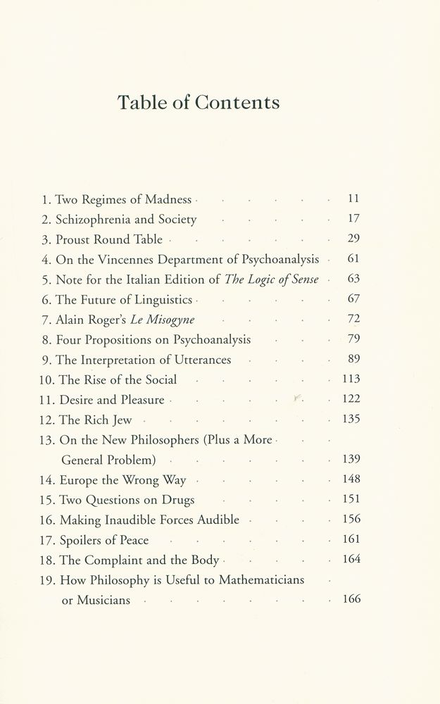 『Two Regimes of Madness : Texts and Interviews 1975 - 1995』 2