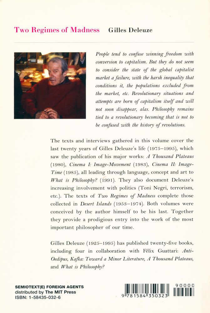 『Two Regimes of Madness : Texts and Interviews 1975 - 1995』 5