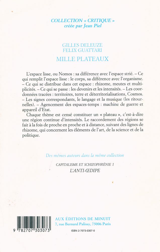 『MILLE PLATEAUX : CAPITALISME ET SCHIZOPHRÉNIE 2』 3