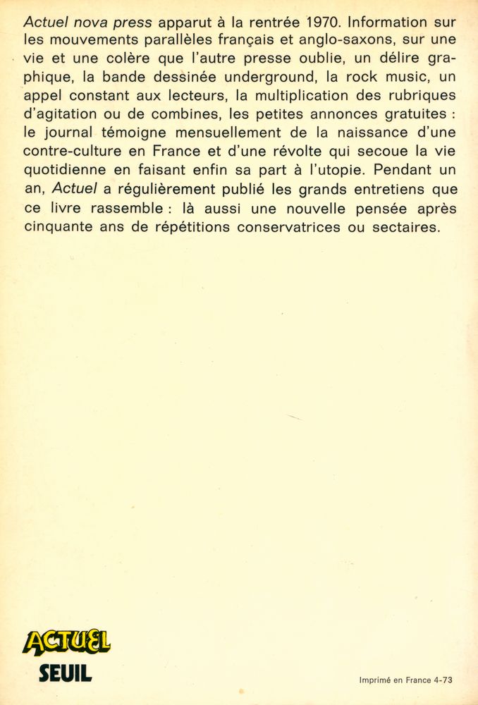 『C'EST DEMAIN LA VEILLE : ENTRETIENS AVEC MICHEL FOUCAULT, HERBERT MARCUSE, ROEL VAN DUYN, HENRI LEFEBVRE, LA CFDT, JEANNETTE LAOT ET FREDO KRUMNOW, GILLES DELEUZE ET FÉRIX GUATTARI, ALAIN TOURAINE, CHARLES FOURIER』 3