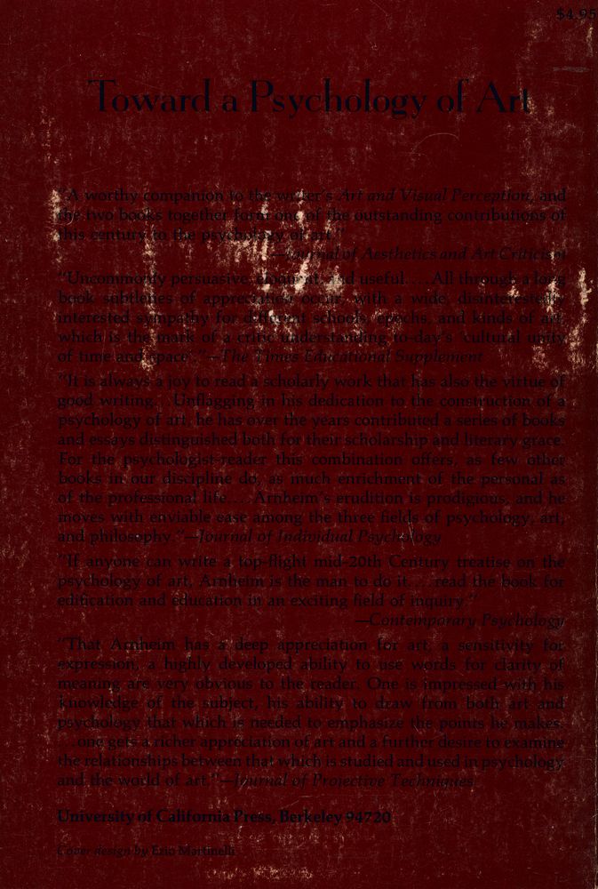 『TOWARD A PSYCHOLOGY of ART : COLLECTED ESSAYS』 4