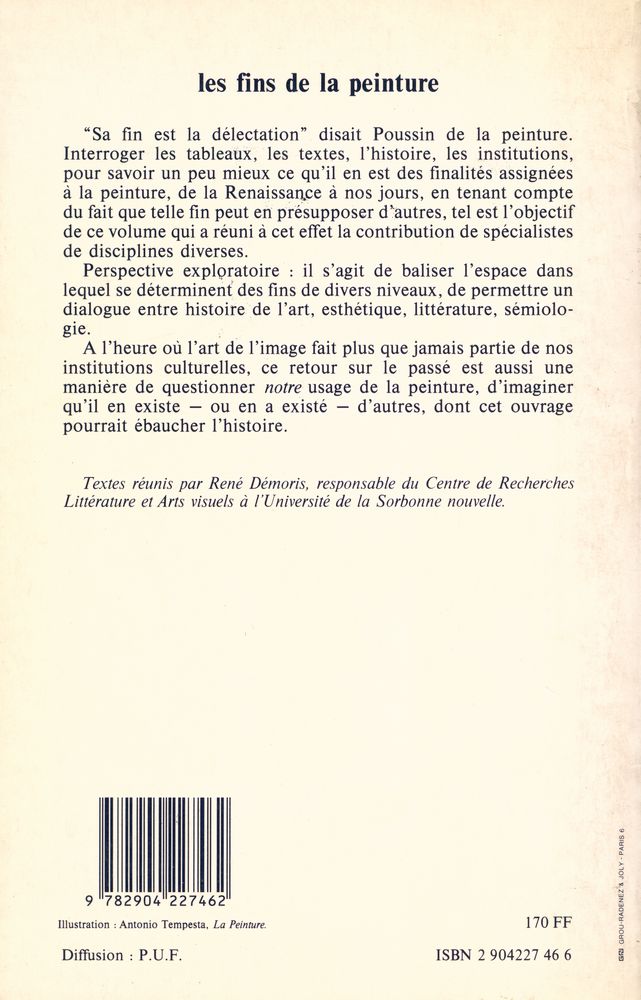 『Les Fins de la peinture : actes du colloque / organisé par le Centre de recherches Littérature et arts visuels, 9 - 11 mars 1989』 4