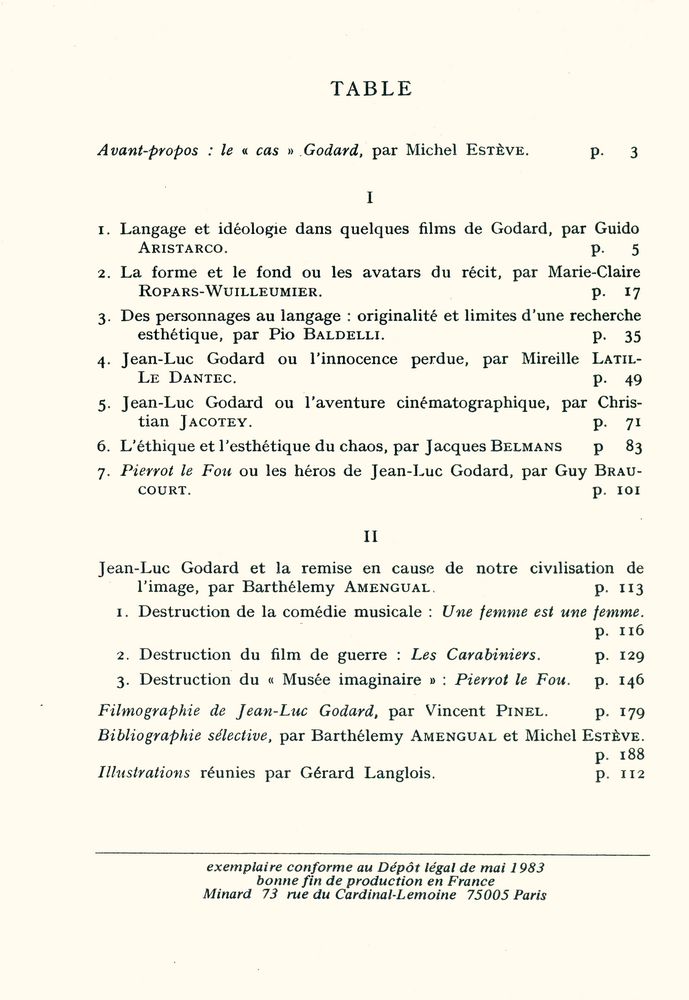 『《études cinématographiques》 nos 57 - 61 - Jean - Luc Godard : au - delà du récit』 2