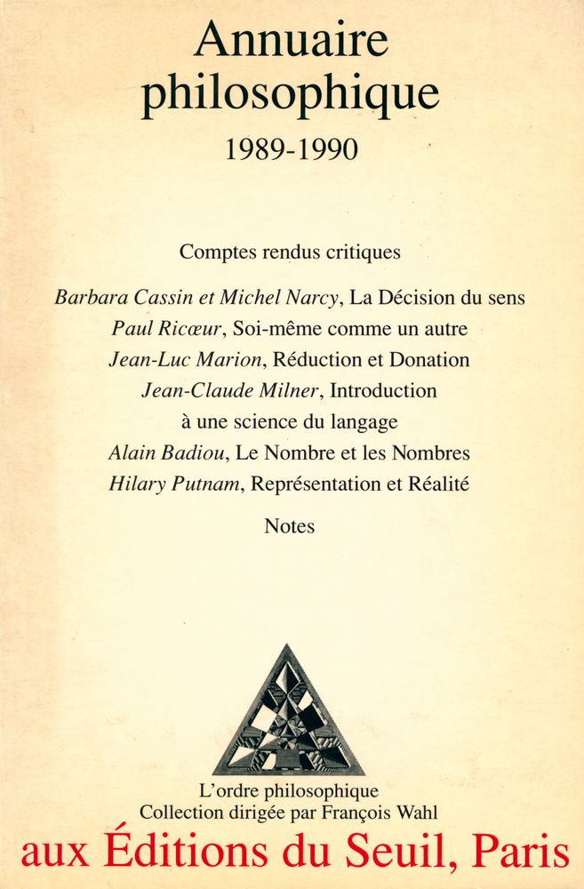 『Annuaire philosophique 1989 - 1990』 1