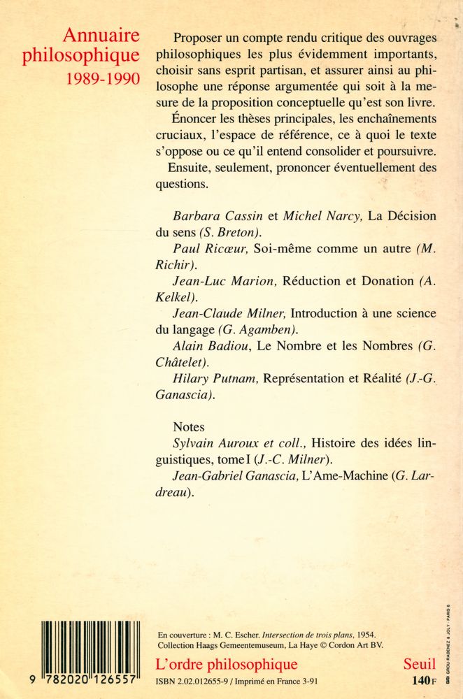 『Annuaire philosophique 1989 - 1990』 3
