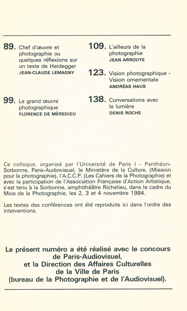 『Les Cahiers de La Photographie 15 : L'œuvre photographique』 3