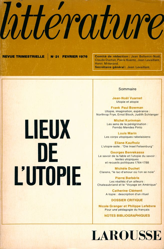 『littérature : REVUE TRIMESTRIELLE』 n° 21 février 1976 1