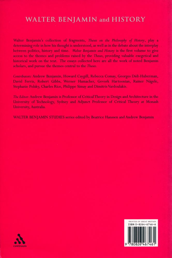 『WALTER BENJAMIN and HISTORY』 3