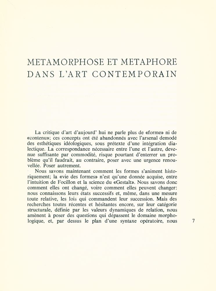 『METAMORPHOSE ET METAPHORE DANS L'ART CONTEMPORAIN』 2