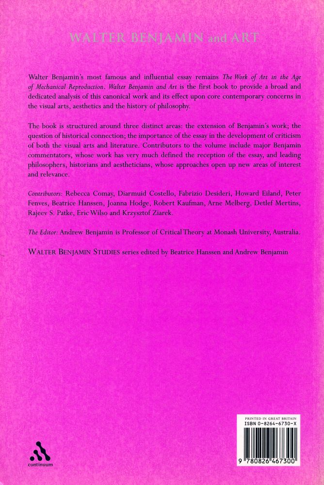 『Walter Benjamin and Art』 3