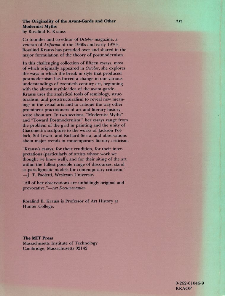 『The Originality of the avant - garde and other modernist myths』 3