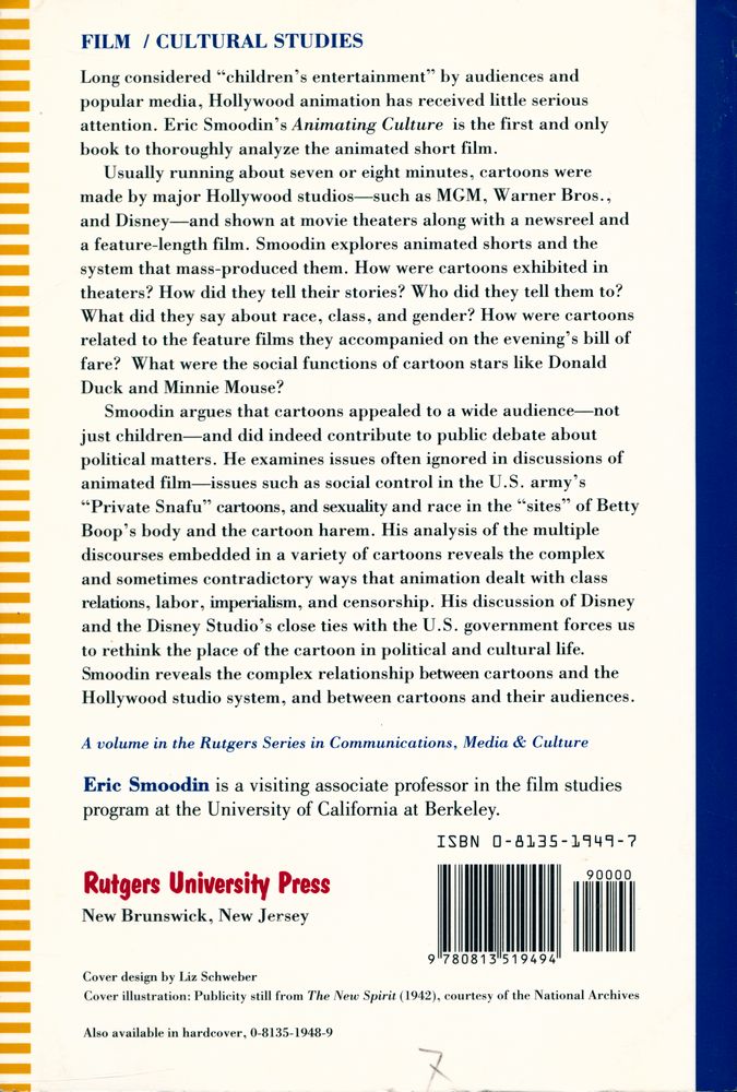 『The Rutgers series in communications, media, and culture - Animating culture : Hollywood cartoons from the sound era』 3