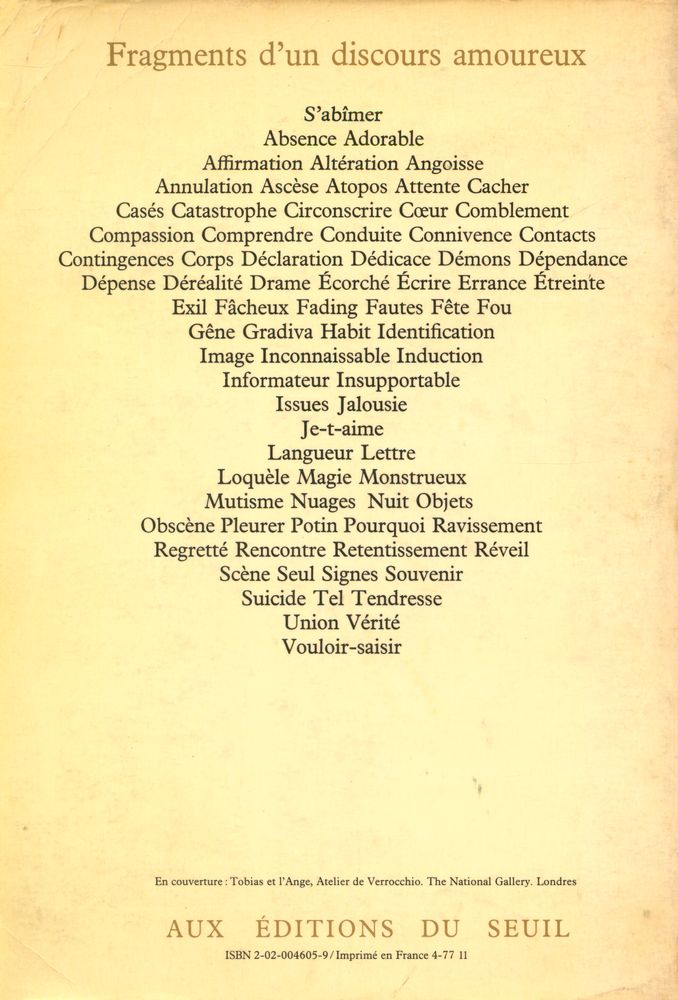 『FRAGMENTS D'UN DISCOURS AMOUREUX』 6