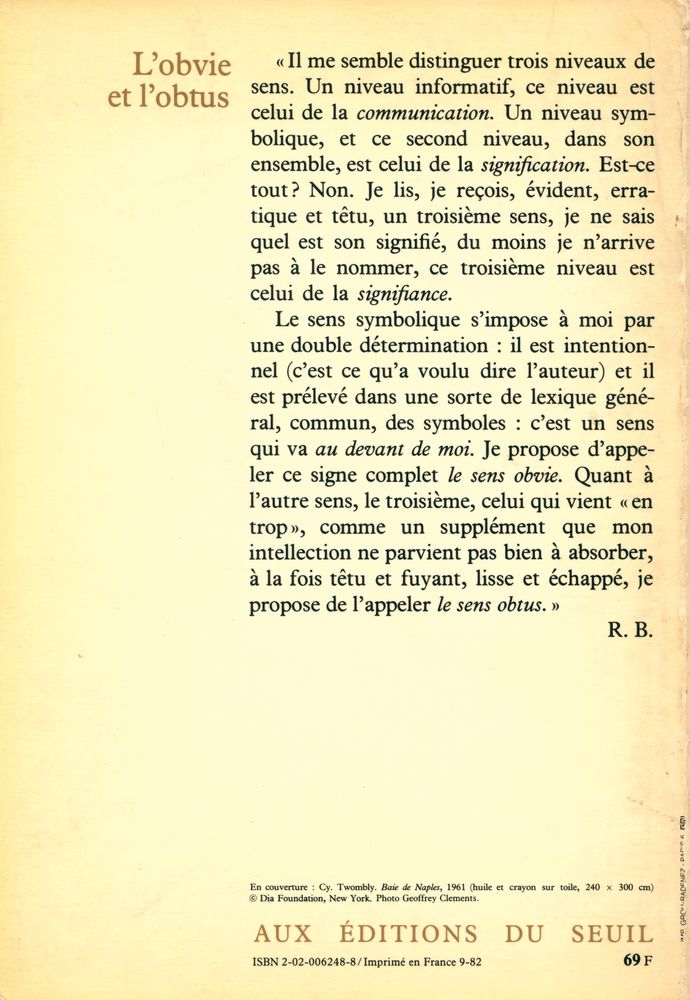 『L'obvie et l'obtus : Essais critiques Ⅲ』 4