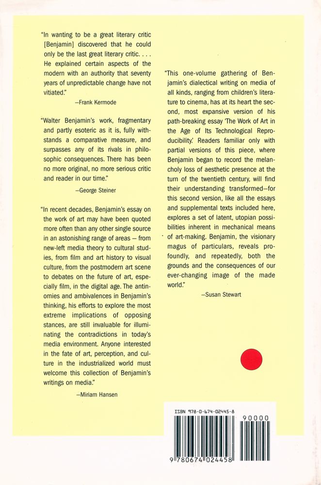 『The work of art in the age of its technological reproducibility, and other writings on media』 4