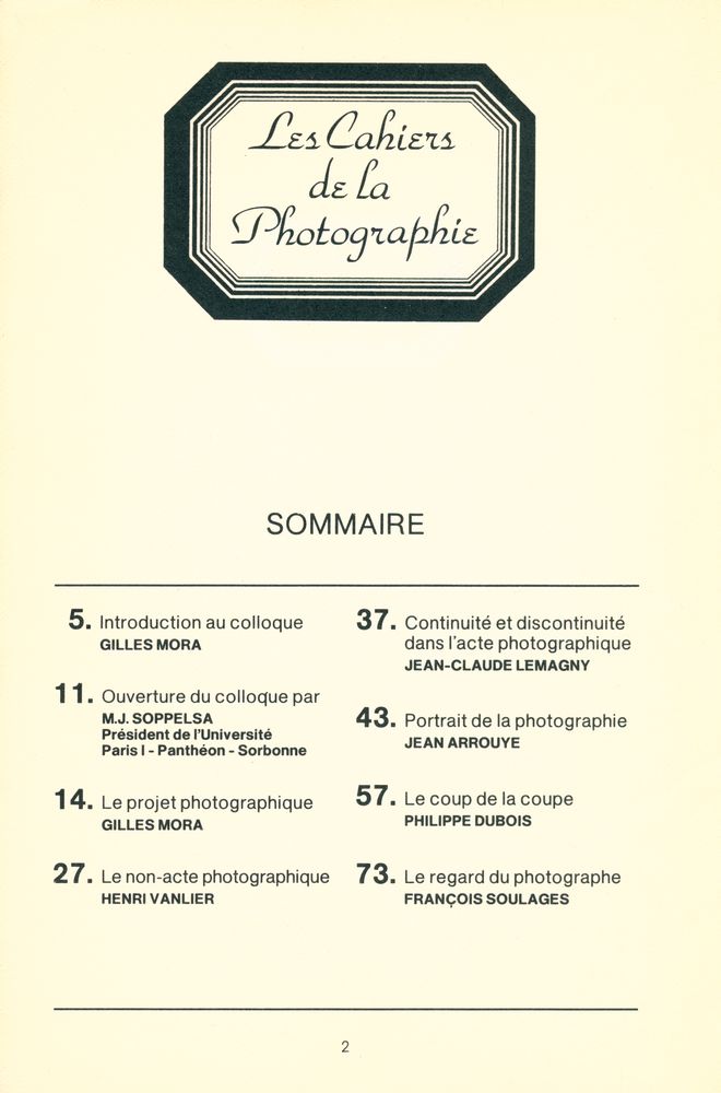 『Les Cahiers de La Photographie』 8 NUMÉRO SPÉCIAL 2 2