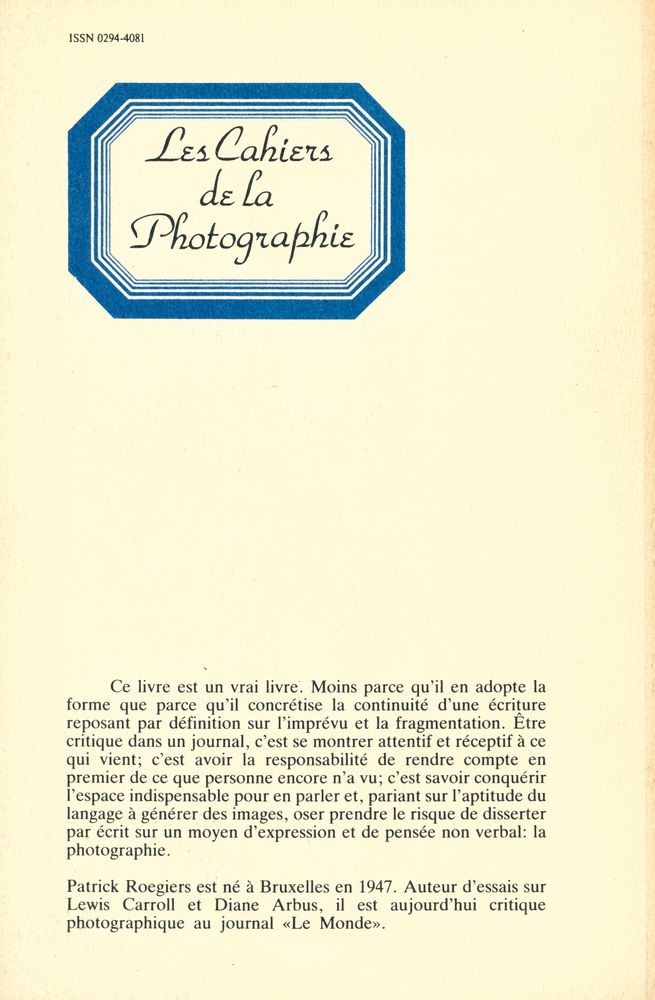 『Les Cahiers de la Photographie n°21 : L'ŒIL VIVANT : Cinquante deux critiques parues dans Le Monde』 4