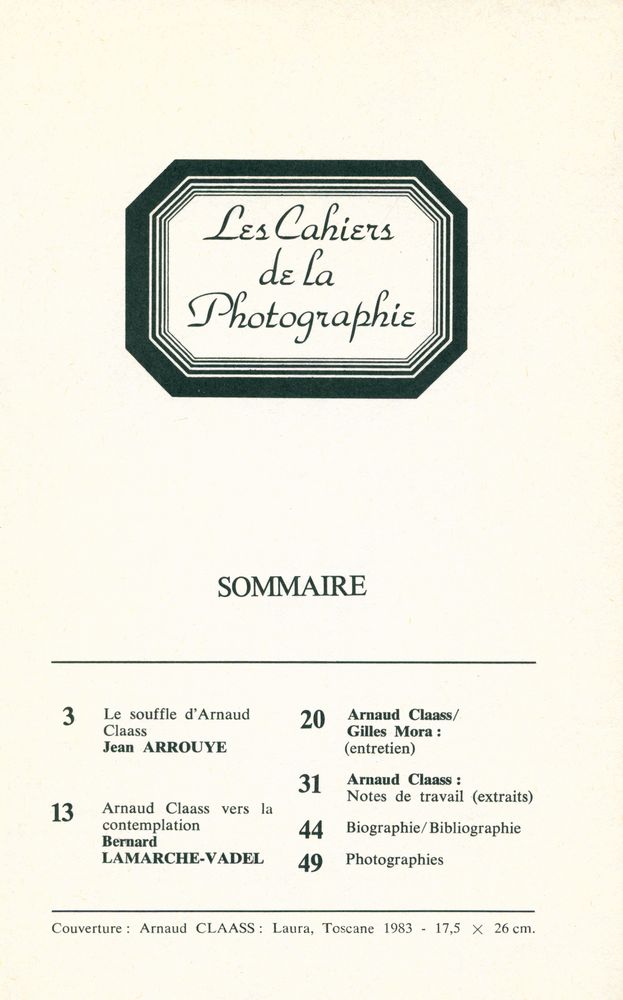 『Les Cahiers de la Photographie n°20 : Arnaud Claass : mises au point』 2